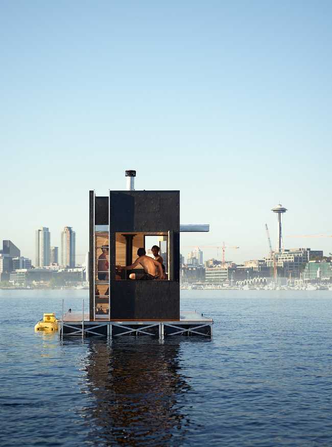 Sauna flotante en los lagos de Seattle