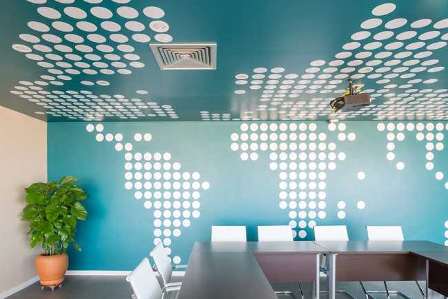 Blue wall with world design