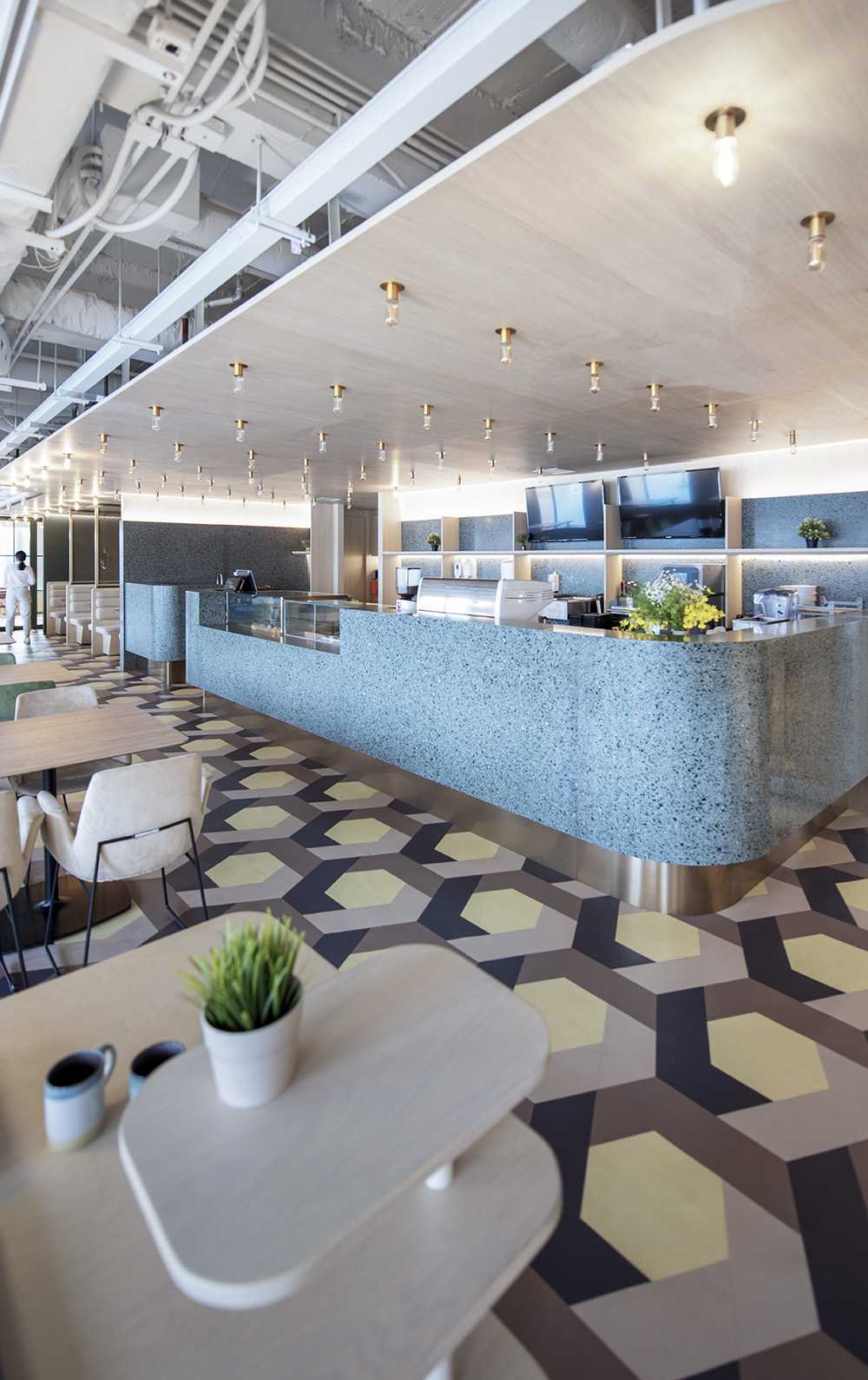 Space with counter and tables