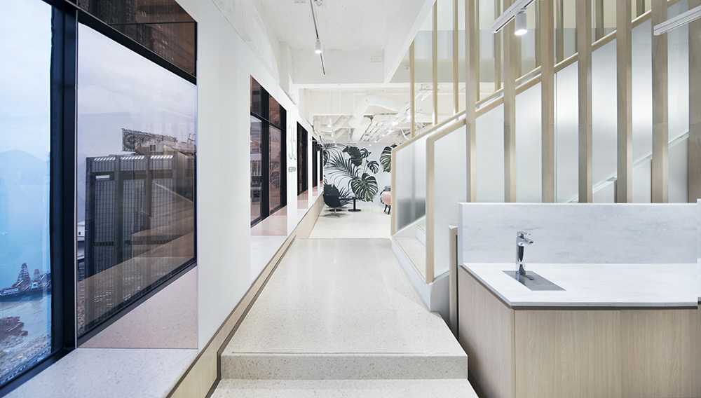 Space with counter and tables
