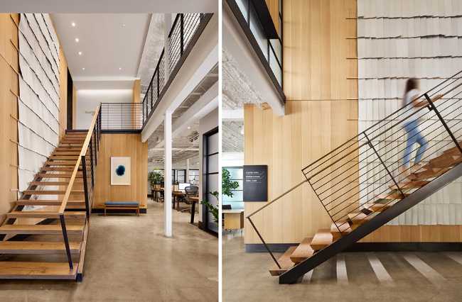 Bureau de design au Texas. Espaces d'exposition et espaces ouverts