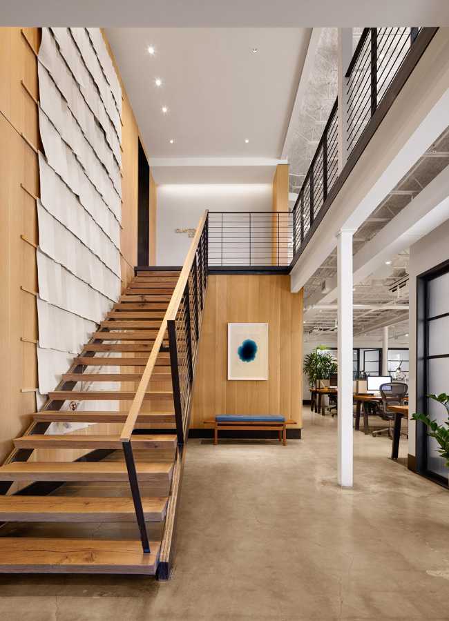 Bureau de design au Texas. Espaces d'exposition et espaces ouverts