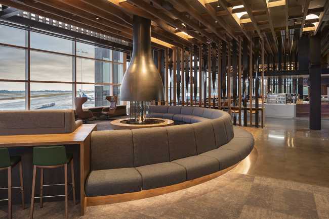 Lounge at Washington International Airport. Warm and welcoming space for all