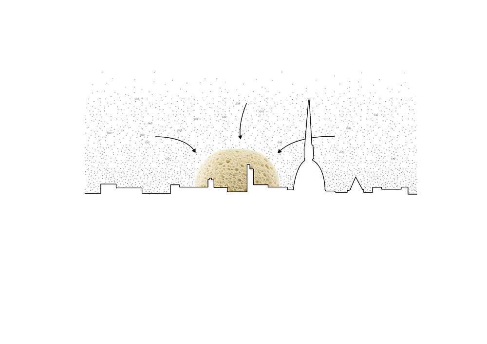 Sponge Mountain in Turin. Artificial mountain absorbs air pollution