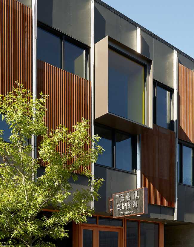 Multi-use building in Seattle. Design like a sliding tile puzzle