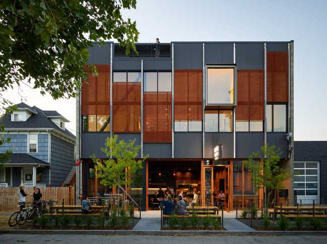 Multi-use building in Seattle. Design like a sliding tile puzzle