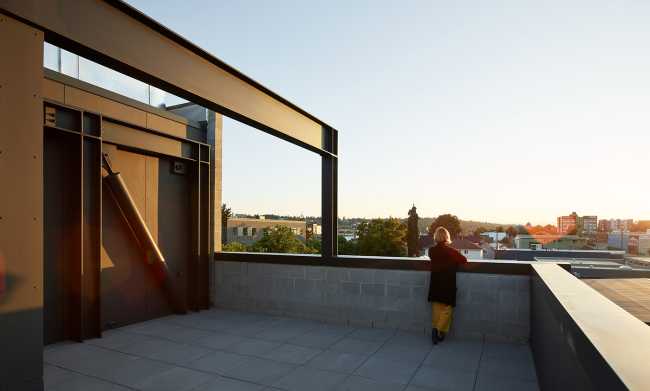 Multi-use building in Seattle. Design like a sliding tile puzzle