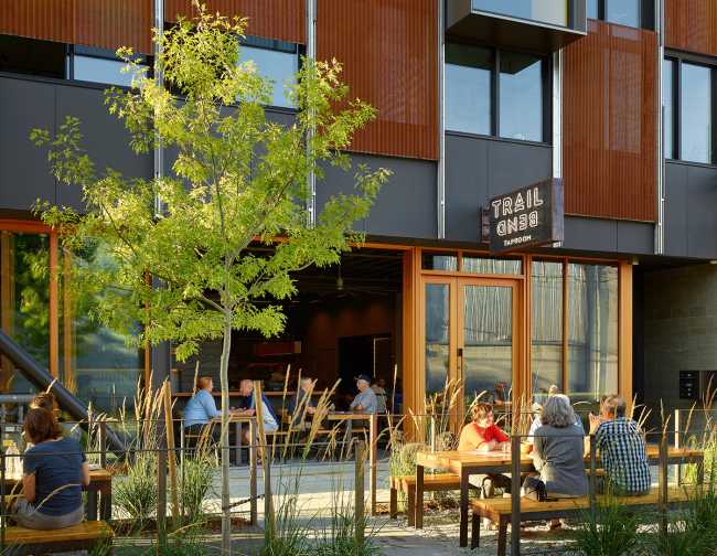 Multi-use building in Seattle. Design like a sliding tile puzzle