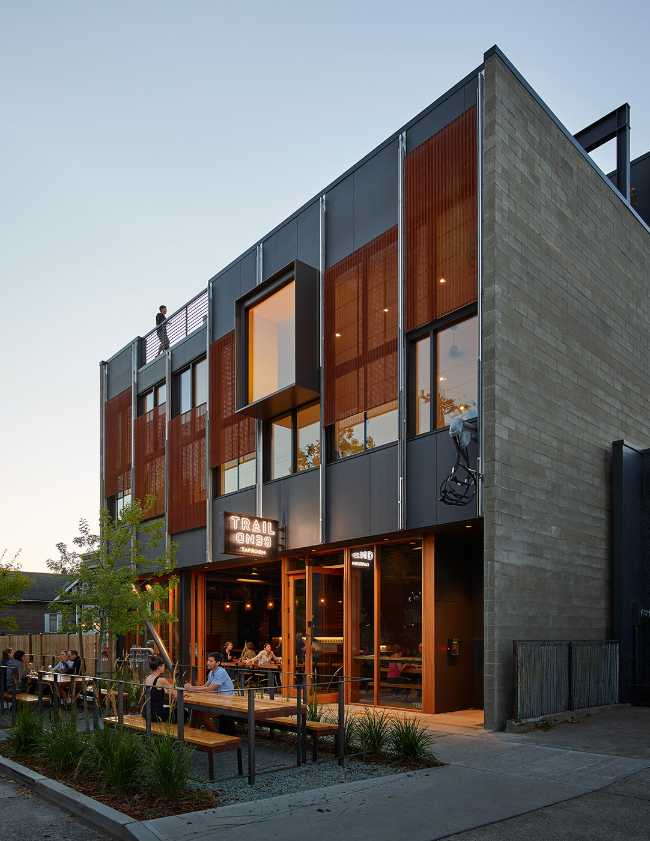 Multi-use building in Seattle. Design like a sliding tile puzzle