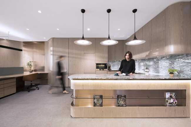 New design for an office in Hong Kong. Luxury workspace with organic shapes