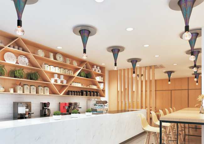 Lampada da soffitto in un bar