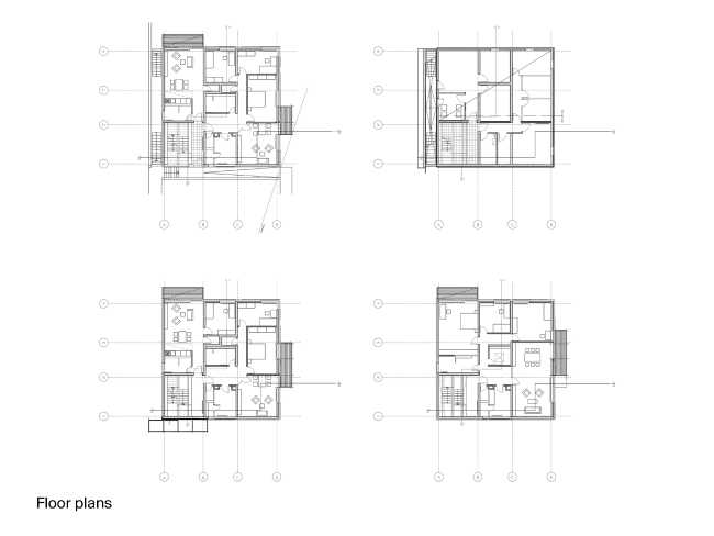 One cube, four facades. Warm, soft wood complements the white plaster façade